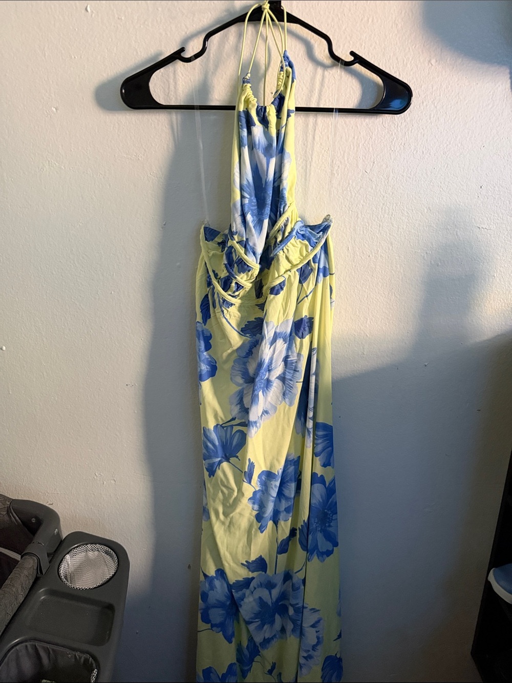 Halter Floral Maxi Dress in Yellow & Blue